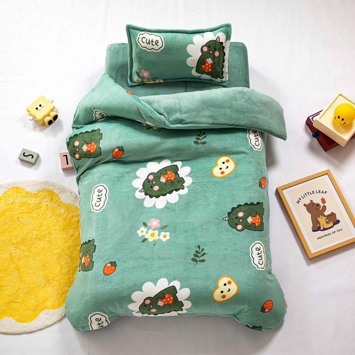 91家纺网 家纺一手货源 找家纺 吉咪兔 2025新款儿童卡通牛奶绒双面绒幼儿园被子三件套六件套保暖被褥被套 睡梦龙