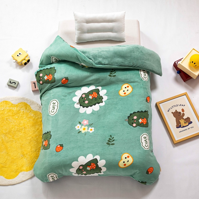 91家纺网 家纺一手货源 找家纺 吉咪兔 2025新款儿童卡通牛奶绒双面绒幼儿园被子三件套六件套保暖被褥被套 睡梦龙