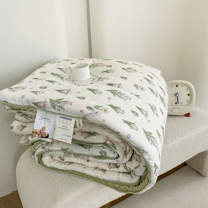 青螺家纺 2025高密全棉嵌绳宝宝绒豆豆被春秋被冬被 一圈踩棉 四角不跑棉 直播 郁金香