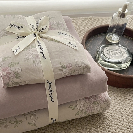 91家纺网 家纺一手货源 找家纺 （总）一比一家纺 2025新款全棉母婴级抗菌有氧全棉双层纱亲肤全棉小清新印花三件套四件套