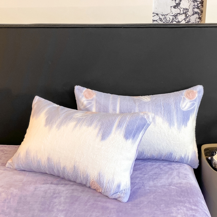 91家纺网 家纺一手货源 找家纺 富之航家纺 2024新款剪花兔兔绒四件套 郁金香-紫