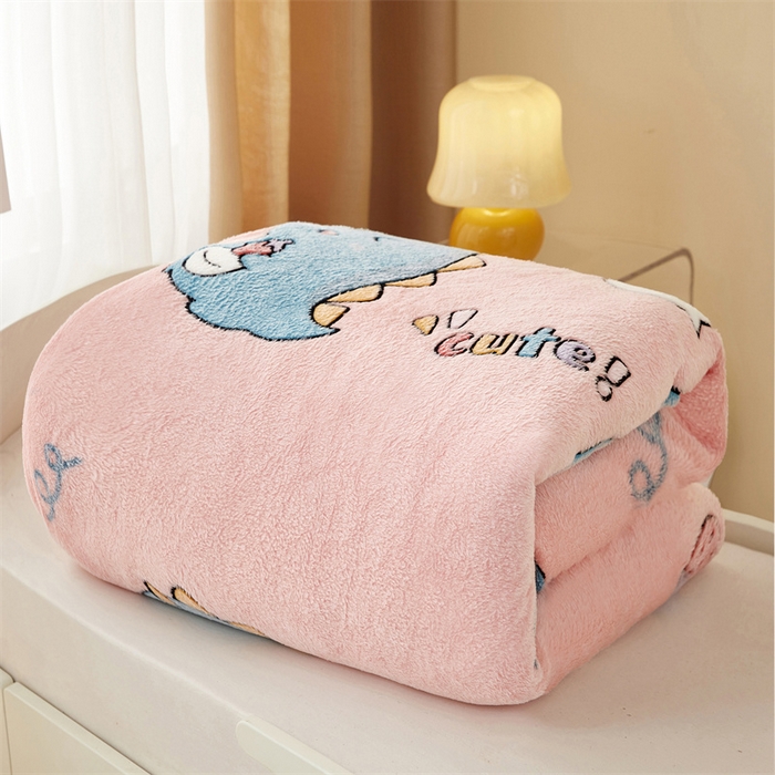 91家纺网 家纺一手货源 找家纺 丝涟家居 2025新款A类雪花绒牛奶绒儿童多功能可拆卸盖毯被 草莓恐龙