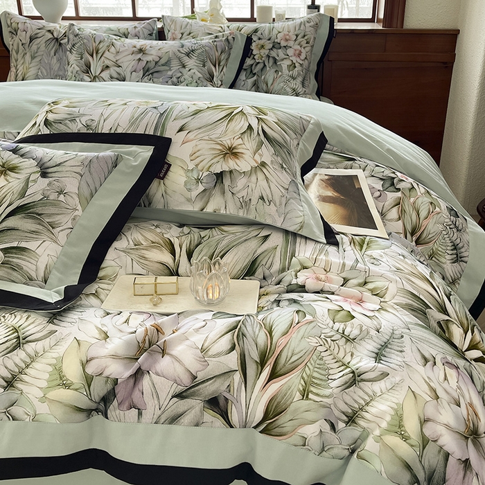 91家纺网 家纺一手货源 找家纺 秋冬A类加厚纯棉磨毛四件套保暖活性印花轻奢全棉被套床单床笠款床上用品 吉娅