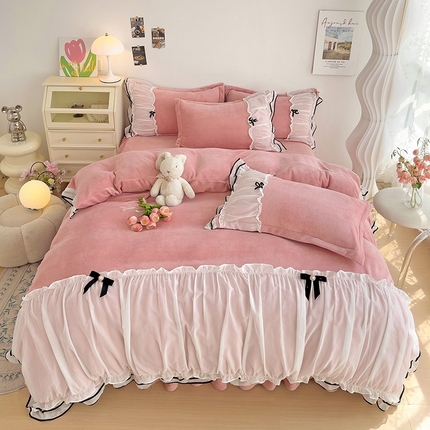 包小包 2024新款210g牛奶绒小香风四件套 小香风-浅豆沙