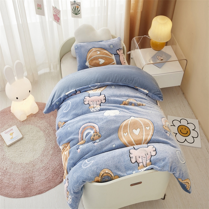 91家纺网 家纺一手货源 找家纺 丝涟家居 2025新款A类雪花绒牛奶绒儿童多功能可拆卸盖毯被 气球大象