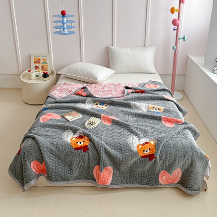 91家纺网 家纺一手货源 找家纺 （总）源舜家纺 2025新款小清新印花牛奶绒床盖多用途盖毯系列