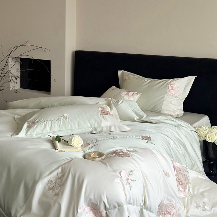 91家纺网 家纺一手货源 找家纺 MIU缪家居 2024新款100支全棉四件套系列-繁花 繁花-绿