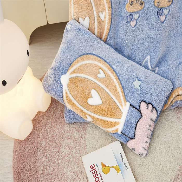 91家纺网 家纺一手货源 找家纺 丝涟家居 2025新款A类雪花绒牛奶绒儿童多功能可拆卸盖毯被 气球大象