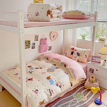 91家纺网 家纺一手货源 找家纺 贝扬思家纺 2024新款高克重牛奶绒三件套 小辣狗