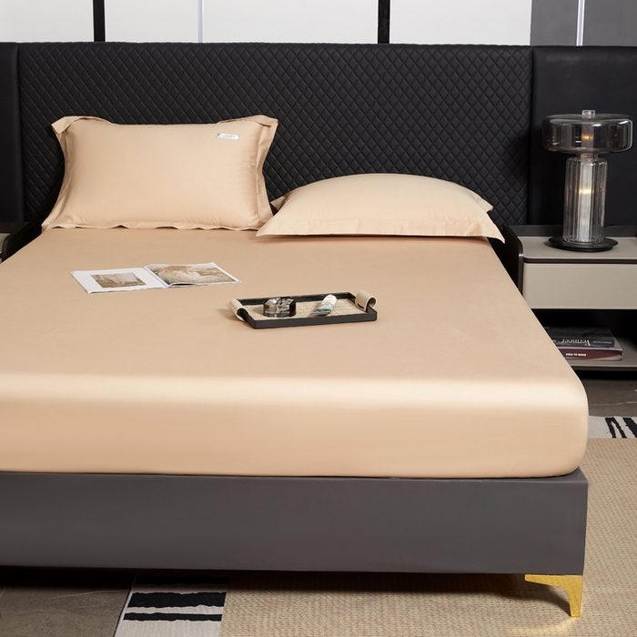 91家纺网 家纺一手货源 找家纺 凯森家纺 2024新款长绒棉床笠单件纯棉贡缎100支床罩席梦思保护罩全棉床套床笠款三件套 圣殿驼