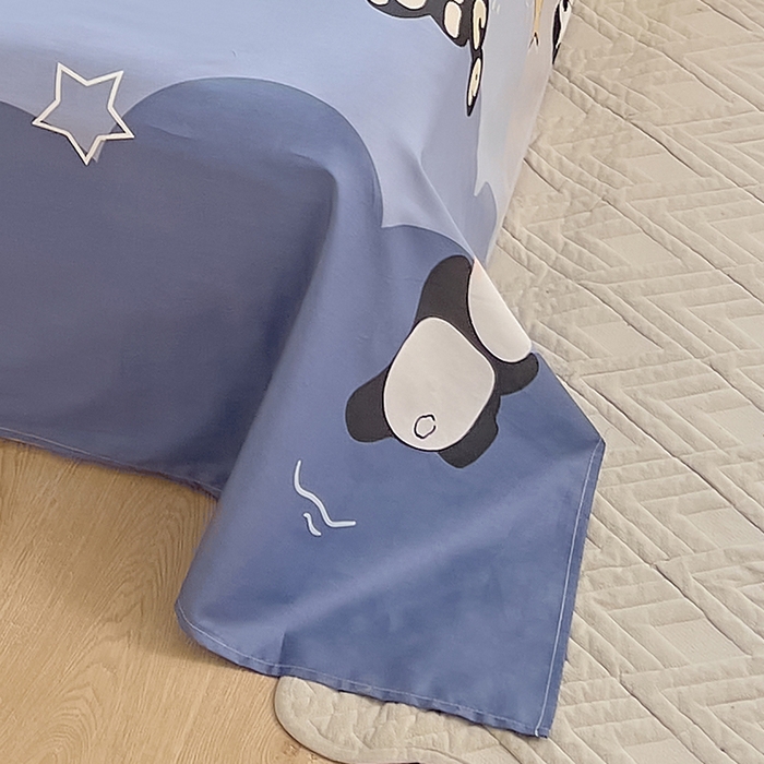 91家纺网 家纺一手货源 找家纺 拾物记 2024新款全棉喷气12868床单 萌萌熊猫