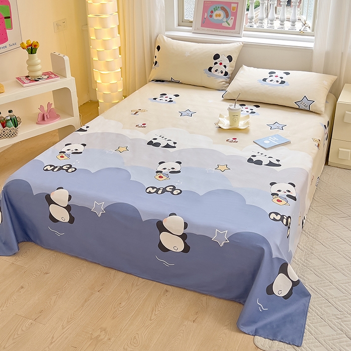 91家纺网 家纺一手货源 找家纺 拾物记 2024新款全棉喷气12868床单 萌萌熊猫