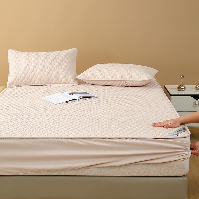 91家纺网 家纺一手货源 找家纺 老帅的工厂店 2025新款夹棉纯色防水床笠本色