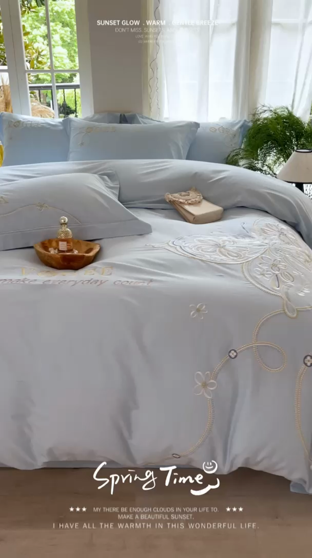 91家纺网 家纺一手货源 找家纺 （总）红番天家居馆 2025新款长绒棉四件套-亦蝶