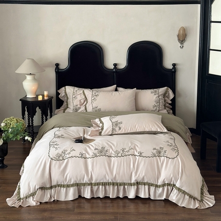 91家纺网 家纺一手货源 找家纺 佳汐蓝 2024新款全棉磨毛四件套-暮色森林 绿