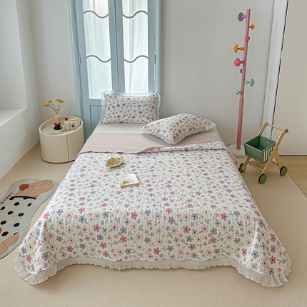 91家纺网 家纺一手货源 找家纺 源舜家纺 2025新款水洗双层纱床盖 太阳花