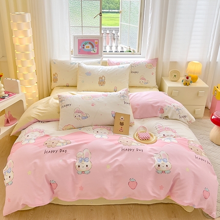 91家纺网 家纺一手货源 找家纺 拾物记 2024新款A类12868全棉喷气印花四件套 茜茜公主