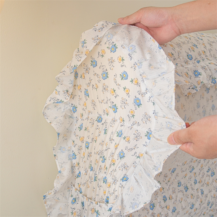 91家纺网 家纺一手货源 找家纺 十个点家纺 2024新款云锦棉印花床裙三件套-晚秋系列 繁花似锦