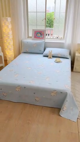 91家纺网 家纺一手货源 找家纺 拾物记 2024新款全棉喷气12868床单 帽子小奶狗