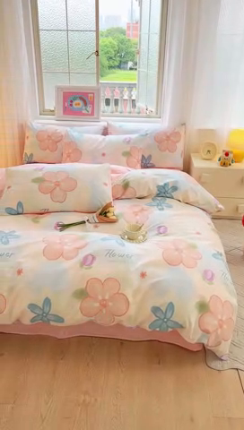 91家纺网 家纺一手货源 找家纺 拾物记 2024新款A类12868全棉喷气印花四件套 梦华录