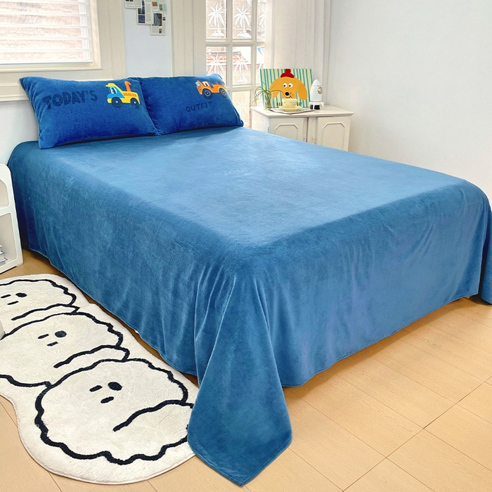 91家纺网 家纺一手货源 找家纺 浩诚 2024新款加厚保暖牛奶绒四件套印花卡通系列 汽车达人