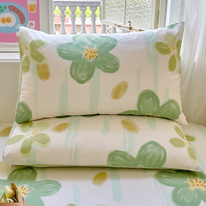 91家纺网 家纺一手货源 找家纺 拾物记 2024新款全棉喷气12868枕套 半夏花语