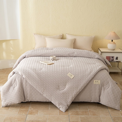 新款华夫格提花大豆被冬被被子被芯二合一子母被 星云灰