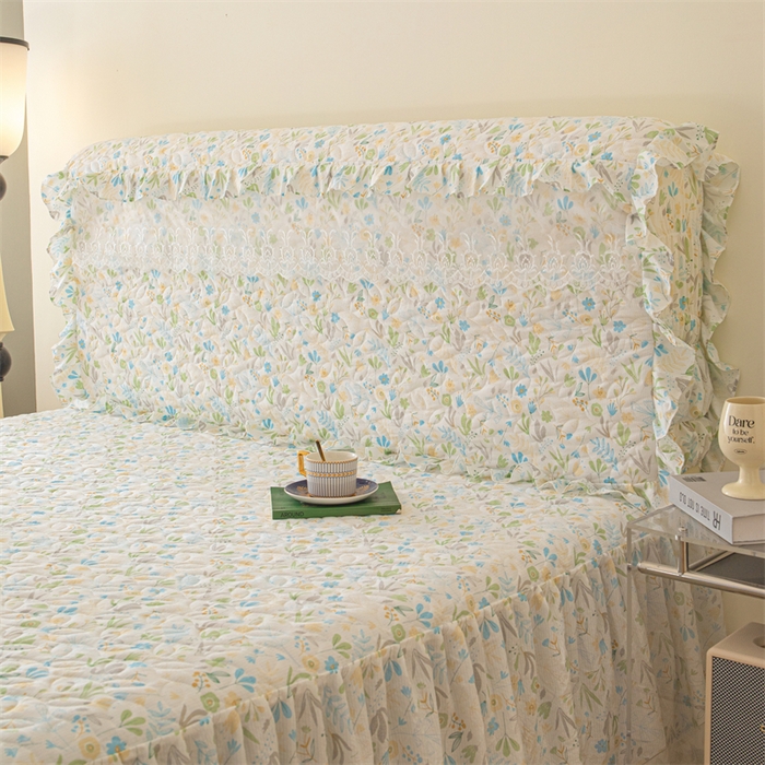 91家纺网 家纺一手货源 找家纺 十个点家纺 2024新款云锦棉印花床裙三件套-晚秋系列 秋叶-兰