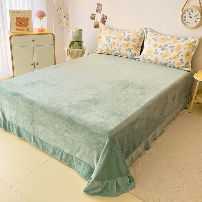 91家纺网 家纺一手货源 找家纺 大柏树 2025新款A类高克重亲肤舒适牛奶绒印花四件套-四件套可定制 朵柔-黄