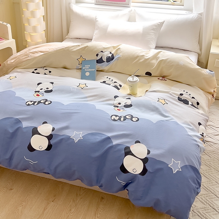 91家纺网 家纺一手货源 找家纺 拾物记 2024新款A类12868全棉喷气被套 萌萌熊猫