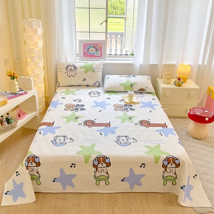 拾物记 2024新款全棉喷气12868床单 音乐小狗