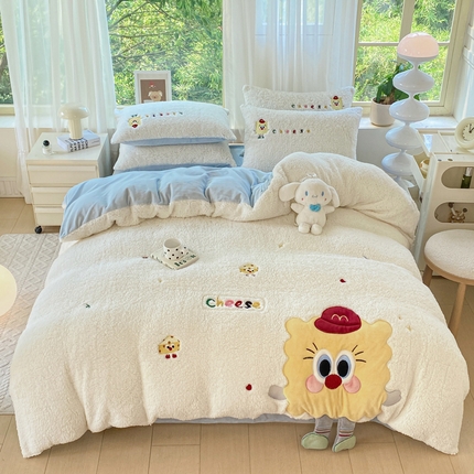 91家纺网 家纺一手货源 找家纺 （总）丝涟 2025新款高克重A类刺绣贴布绣羊羔绒牛奶绒四件套