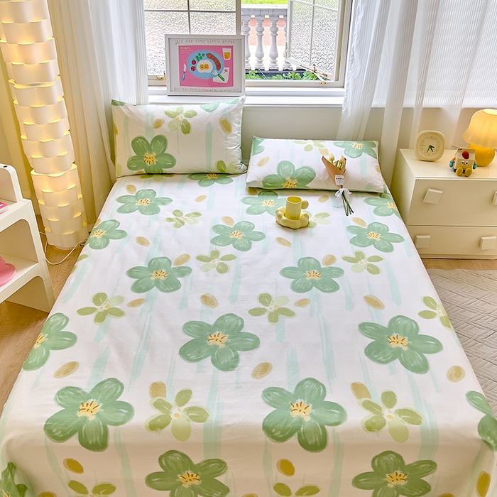 91家纺网 家纺一手货源 找家纺 拾物记 2024新款全棉喷气12868床单 半夏花语