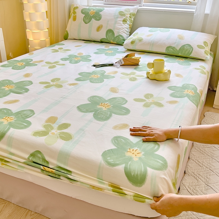 91家纺网 家纺一手货源 找家纺 拾物记 2024新款A类12868全棉喷气床笠 半夏花语