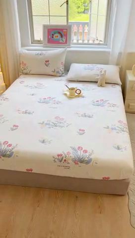 91家纺网 家纺一手货源 找家纺 拾物记 2024新款A类12868全棉喷气床笠 幻蝶兔