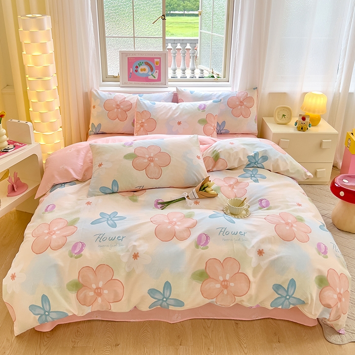 91家纺网 家纺一手货源 找家纺 拾物记 2024新款A类12868全棉喷气印花四件套 梦华录