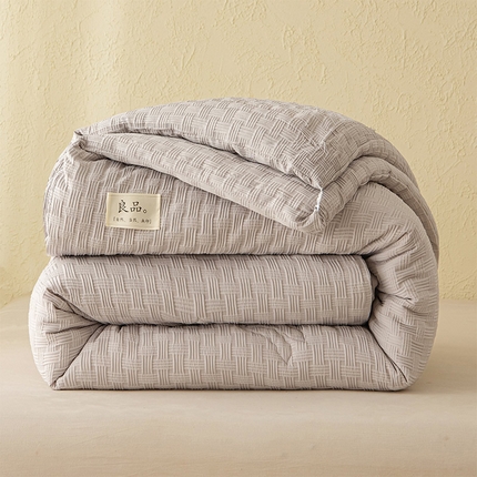 91家纺网 家纺一手货源 找家纺 新款华夫格提花大豆被冬被被子被芯二合一子母被 星云灰