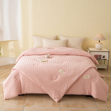 新款华夫格提花大豆被冬被被子被芯二合一子母被 晴芳粉