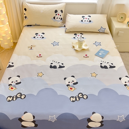 91家纺网 家纺一手货源 找家纺 拾物记 2024新款全棉喷气12868床单 萌萌熊猫