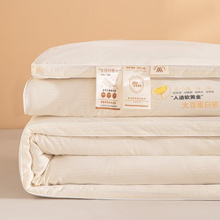 91家纺网 家纺一手货源 找家纺 圣尔雅家纺 2025新款A类超柔小提花大豆被子母被芯冬被春秋被四季被子 奶油白