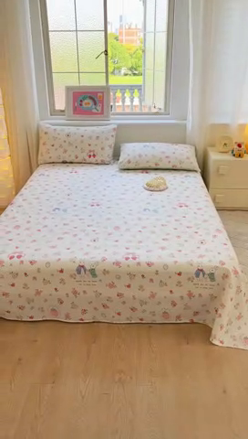 91家纺网 家纺一手货源 找家纺 拾物记 2024新款全棉喷气12868床单 如茵小兔