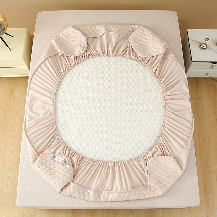 91家纺网 家纺一手货源 找家纺 老帅的工厂店 2025新款夹棉纯色防水床笠本色