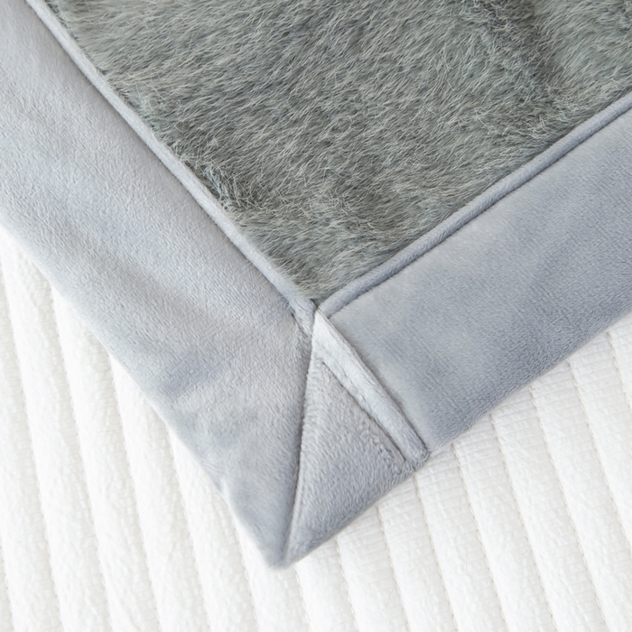 91家纺网 家纺一手货源 找家纺 2025新款纯色仿貂绒双面绒宝宝绒多功能休闲毯子办公室卧室复合毯子 浅灰