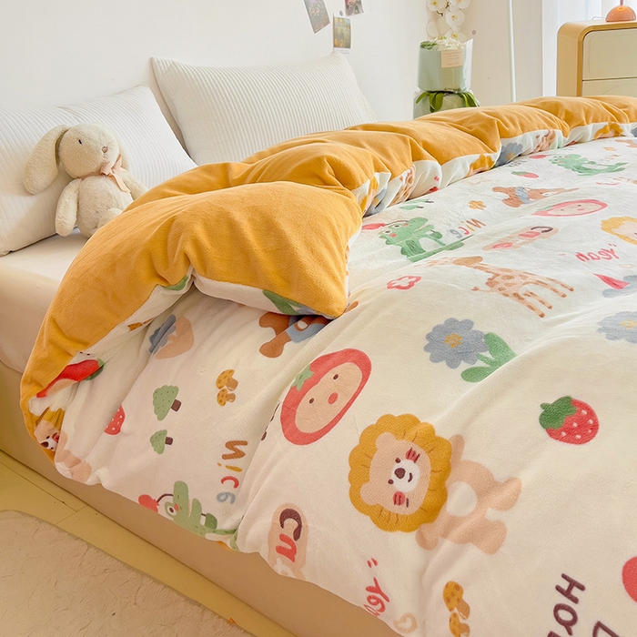 91家纺网 家纺一手货源 找家纺 大柏树 2025新款A类高克重亲肤舒适牛奶绒印花四件套-单被套可定制 布拉乐园