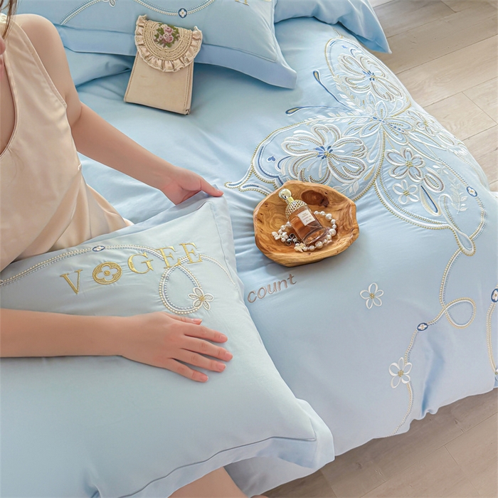 91家纺网 家纺一手货源 找家纺 （总）红番天家居馆 2025新款长绒棉四件套-亦蝶