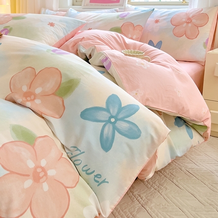 91家纺网 家纺一手货源 找家纺 （总）拾物记 2024新款A类12868全棉喷气印花四件套-第二批