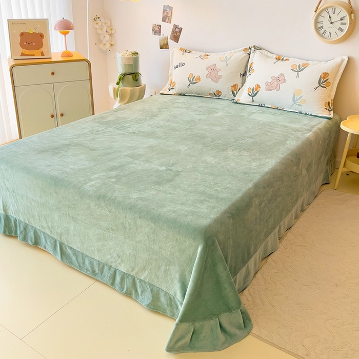 91家纺网 家纺一手货源 找家纺 大柏树 2025新款A类高克重亲肤舒适牛奶绒印花四件套-四件套可定制 艾薇-黄