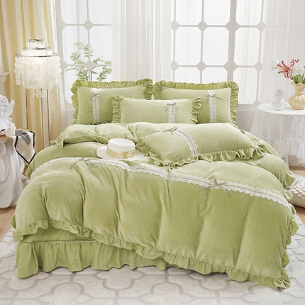 91家纺网 家纺一手货源 找家纺 （总）卡迪亚家纺 2024新款牛奶绒床盖款公主风四件套-依琳系列