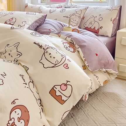 91家纺网 家纺一手货源 找家纺 （总）拾物记 2024新款A类12868全棉喷气印花四件套-第二批