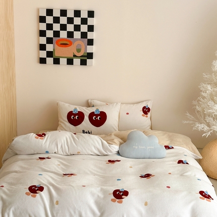 时光里 2024新款ins风牛奶绒四件套 曲奇波比